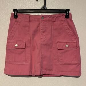 Calvin Klein Women's Size 4 Pink Utility Cargo Pockets Cotton A-Line Mini Skirt
